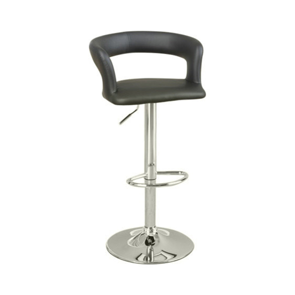Metal Base Bar Stool With Faux Leather Seat And Gas Lift Black & Silver Set Of 2  By Benzara | Bar Stools |  Modishstore 