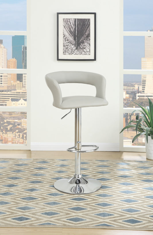 Metal Base Bar Stool With Faux Leather Seat And Gas Lift, Gray & Silver Set Of 2 By Benzara | Bar Stools |  Modishstore 