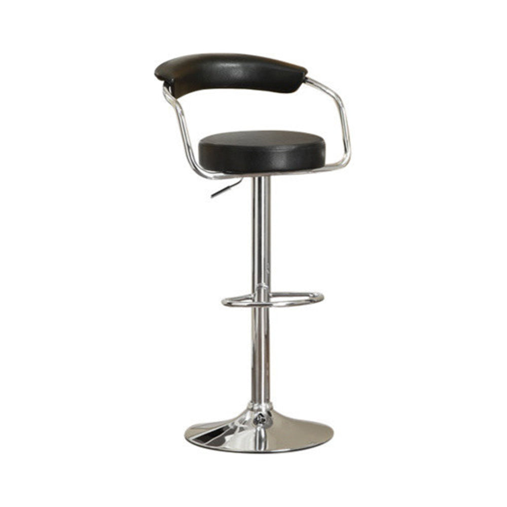 Round Seat Bar Stool With Gas Lift Black And Silver Set Of 2 By Benzara | Bar Stools |  Modishstore  - 2