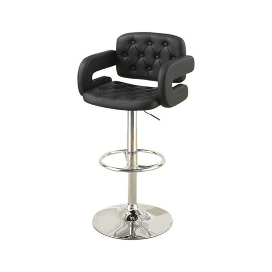 Chair Style Barstool With Tufted Seat And Back Black And Silver  By Benzara | Bar Stools |  Modishstore 