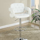 Chair Style Barstool With Tufted Seat And Back White And Silver By Benzara | Bar Stools |  Modishstore 