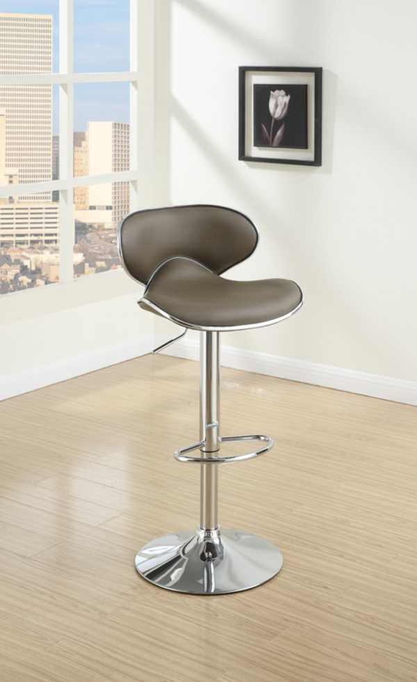 Bar Stool With Gas Lift Espresso Brown And Silver Set Of 2  By Benzara | Bar Stools |  Modishstore  - 2