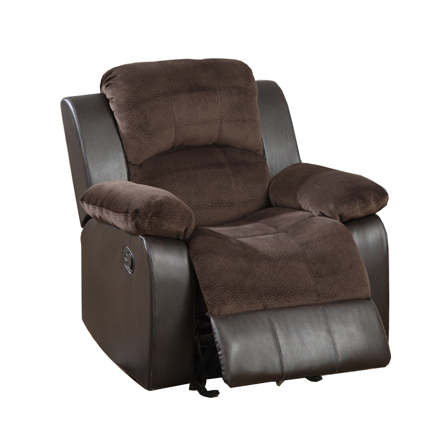 Polyurethane Rocker Recliner In Choco Suede Brown By Benzara | Chairs & Recliners | Modishstore