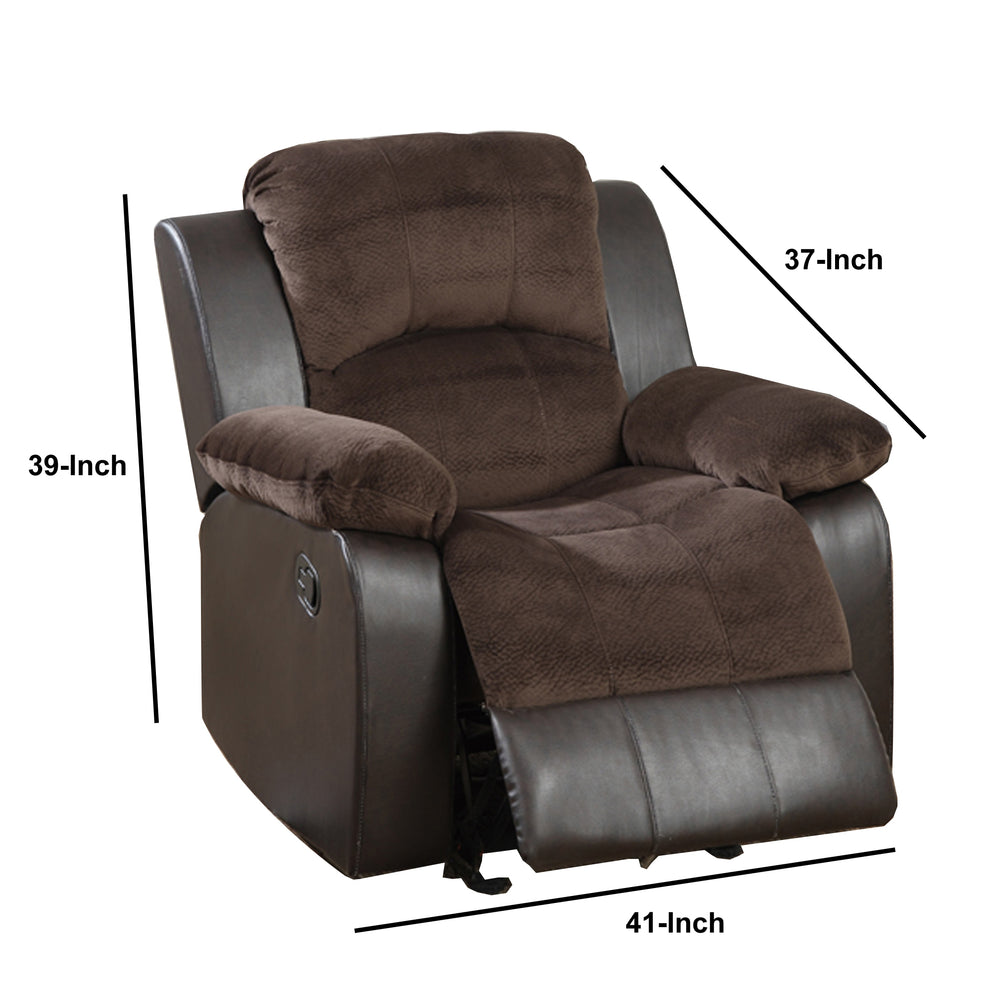 Polyurethane Rocker Recliner In Choco Suede Brown By Benzara | Chairs & Recliners | Modishstore - 3