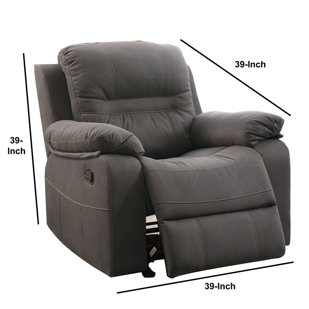 Leatherette Rocker Recliner In Gray By Benzara | Chairs & Recliners | Modishstore - 3