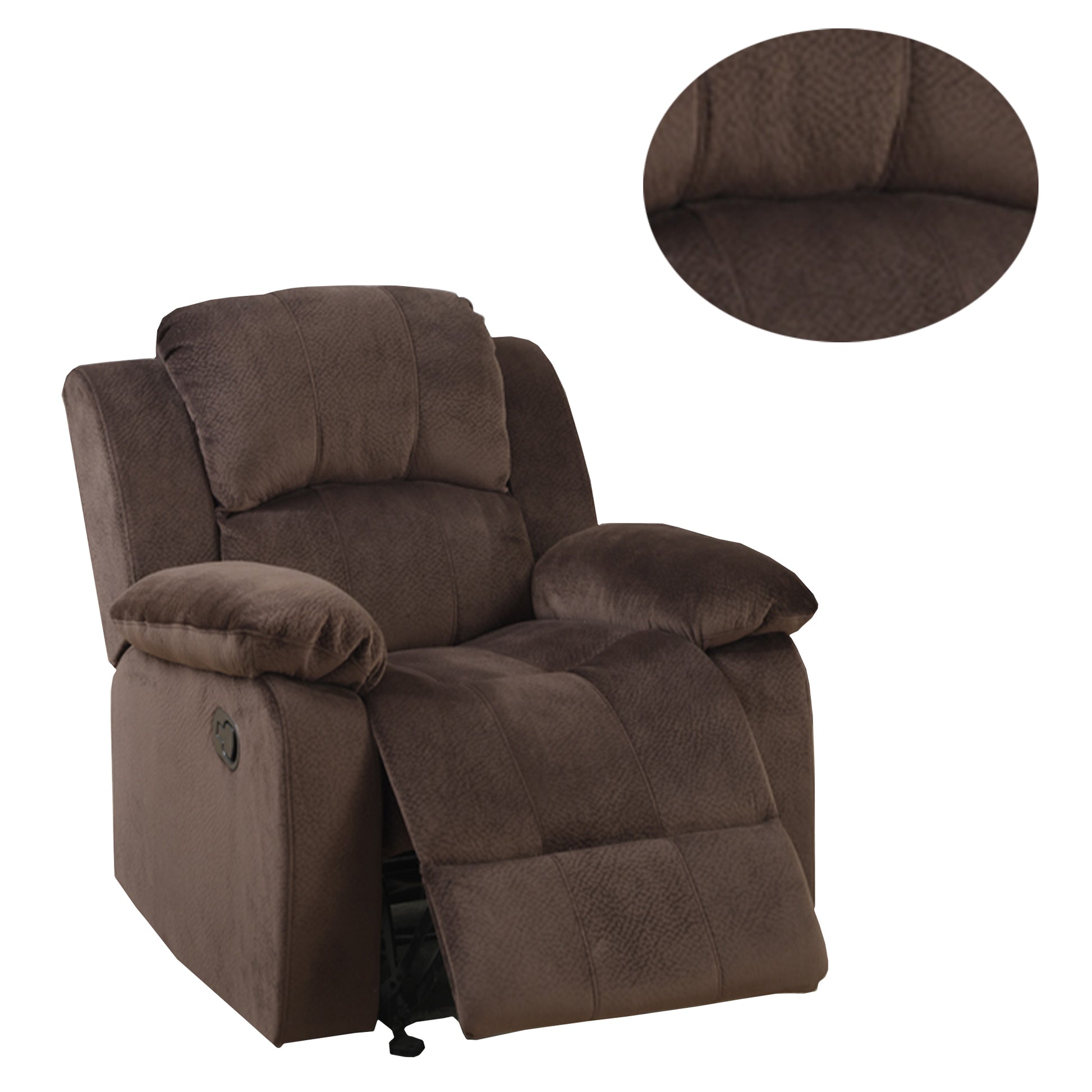 Rocker Recliner In Choco Brown Suede Fabric By Benzara | Chairs & Recliners | Modishstore - 4