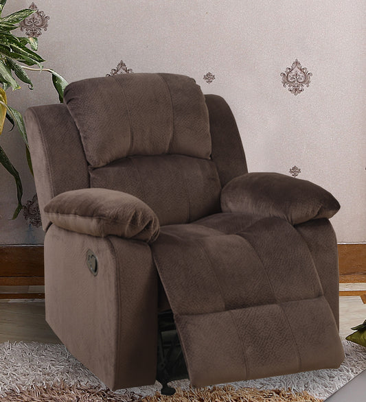 Rocker Recliner In Choco Brown Suede Fabric By Benzara | Chairs & Recliners | Modishstore