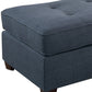Cocktail Ottoman In Blue Dorris Fabric By Benzara | Ottomans |  Modishstore  - 3