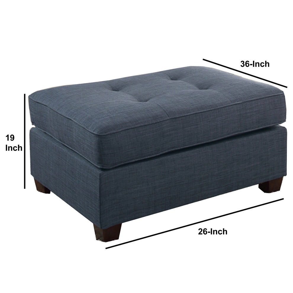 Cocktail Ottoman In Blue Dorris Fabric By Benzara | Ottomans |  Modishstore  - 5