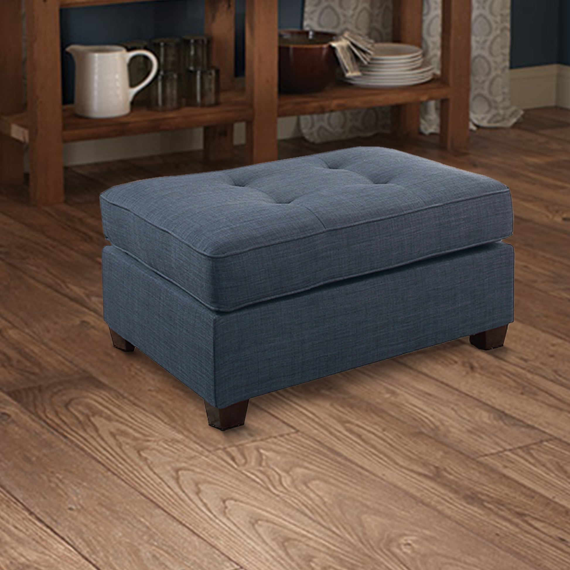 Cocktail Ottoman In Blue Dorris Fabric By Benzara | Ottomans |  Modishstore 