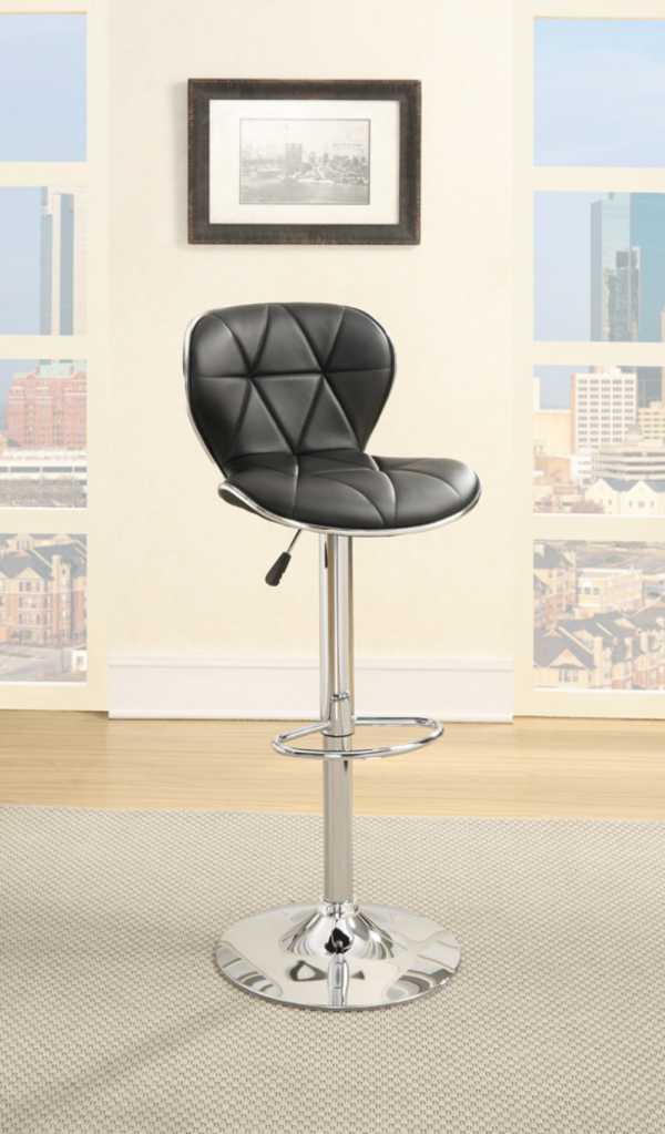 Leather Upholstered Bar Stool With Gas Lift Black Set Of 2  By Benzara | Bar Stools |  Modishstore  - 2