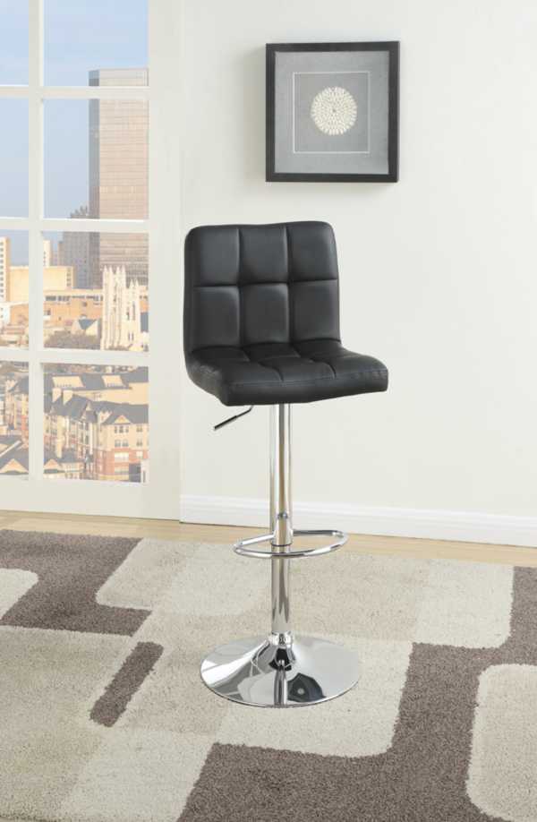 Armless Chair Style Bar Stool With Gas Lift Black And Silver Set Of 2  By Benzara | Bar Stools |  Modishstore  - 2