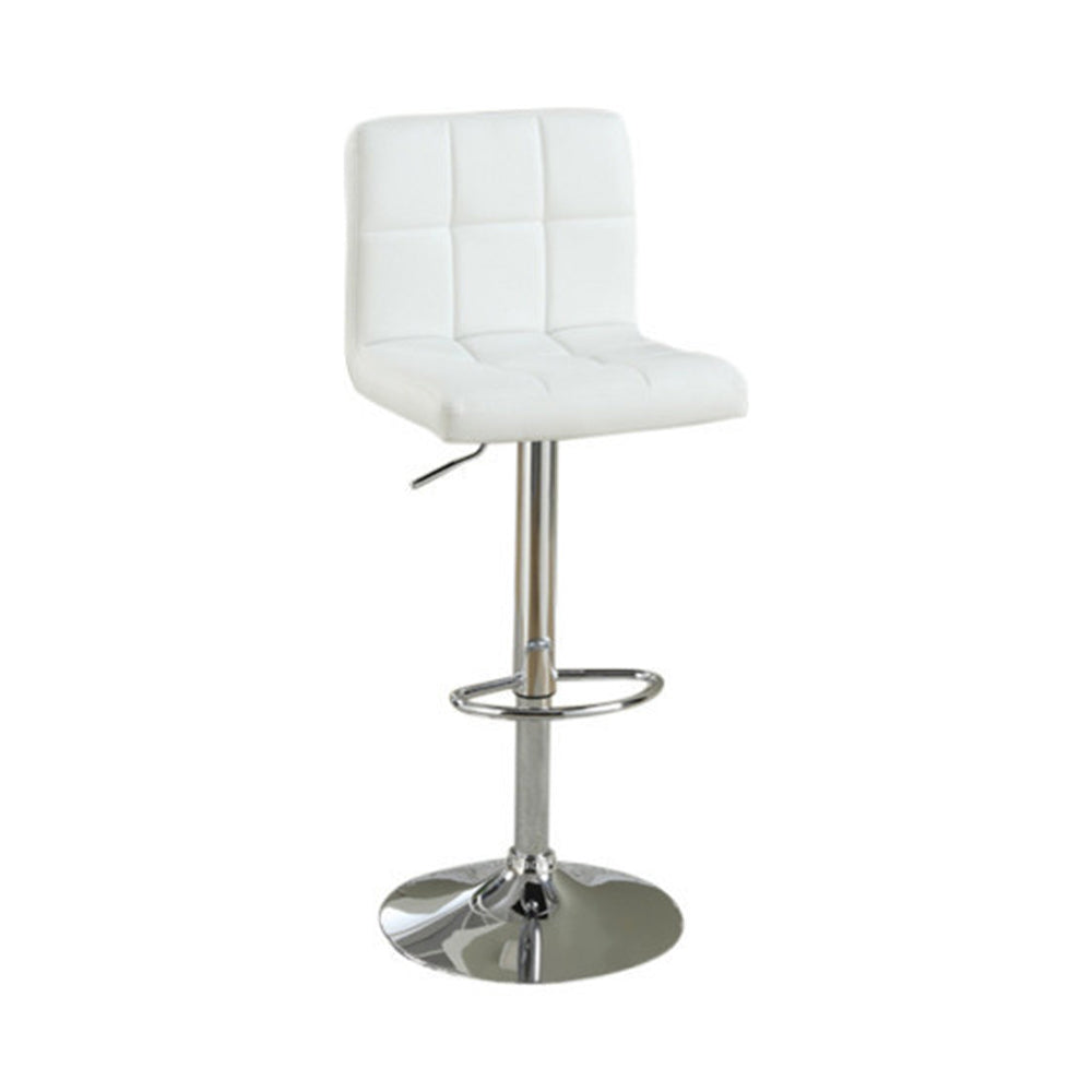 Armless Chair Style Bar Stool With Gas Lift White And Silver Set Of 2 By Benzara | Bar Stools |  Modishstore  - 2