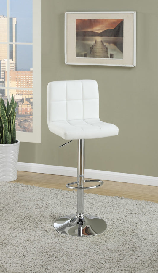 Armless Chair Style Bar Stool With Gas Lift White And Silver Set Of 2 By Benzara | Bar Stools |  Modishstore 