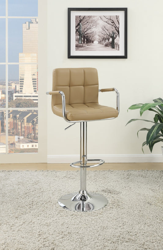 Arm Chair Style Bar Stool With Gas Lift Brown And Silver Set Of 2 By Benzara | Bar Stools |  Modishstore 