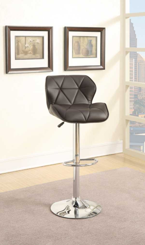 Barstool With Gaslight In Tufted Leather Dark Brown Set Of 2  By Benzara | Bar Stools |  Modishstore  - 2
