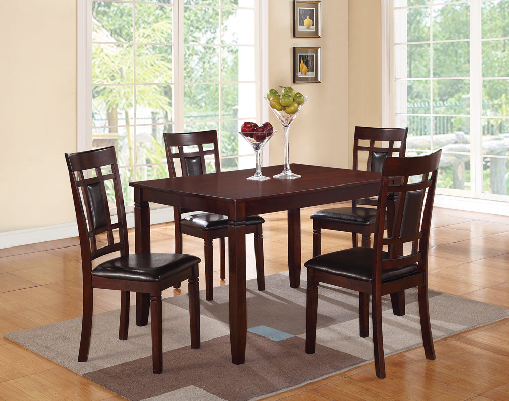 Wooden And Leather 5 Pieces Dining Set In Brown And Black By Benzara | Dining Sets |  Modishstore 