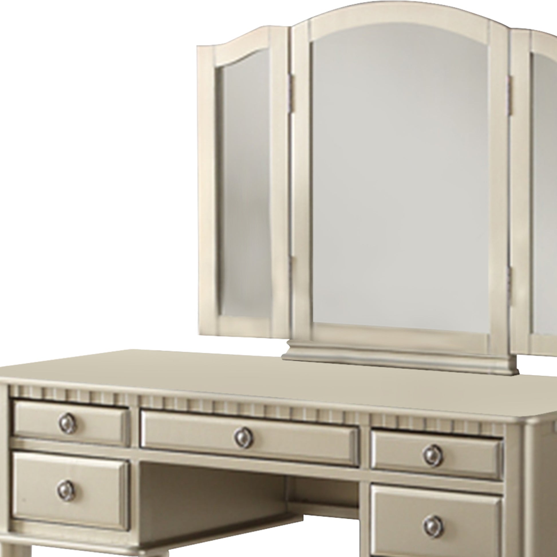 Commodious Vanity Set Featuring Stool And Mirror Silver By Benzara | Bedroom Sets |  Modishstore  - 3