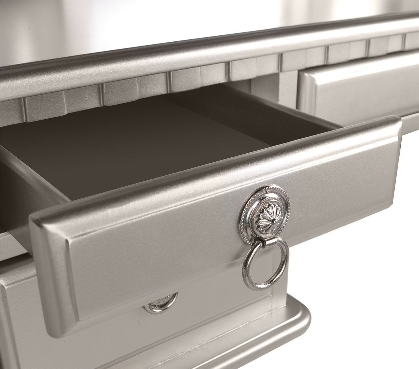 Commodious Vanity Set Featuring Stool And Mirror Silver By Benzara | Bedroom Sets |  Modishstore  - 7