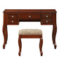 Cherub Vanity Set Featuring Stool And Mirror Cherry Brown By Benzara | Bedroom Sets |  Modishstore 
