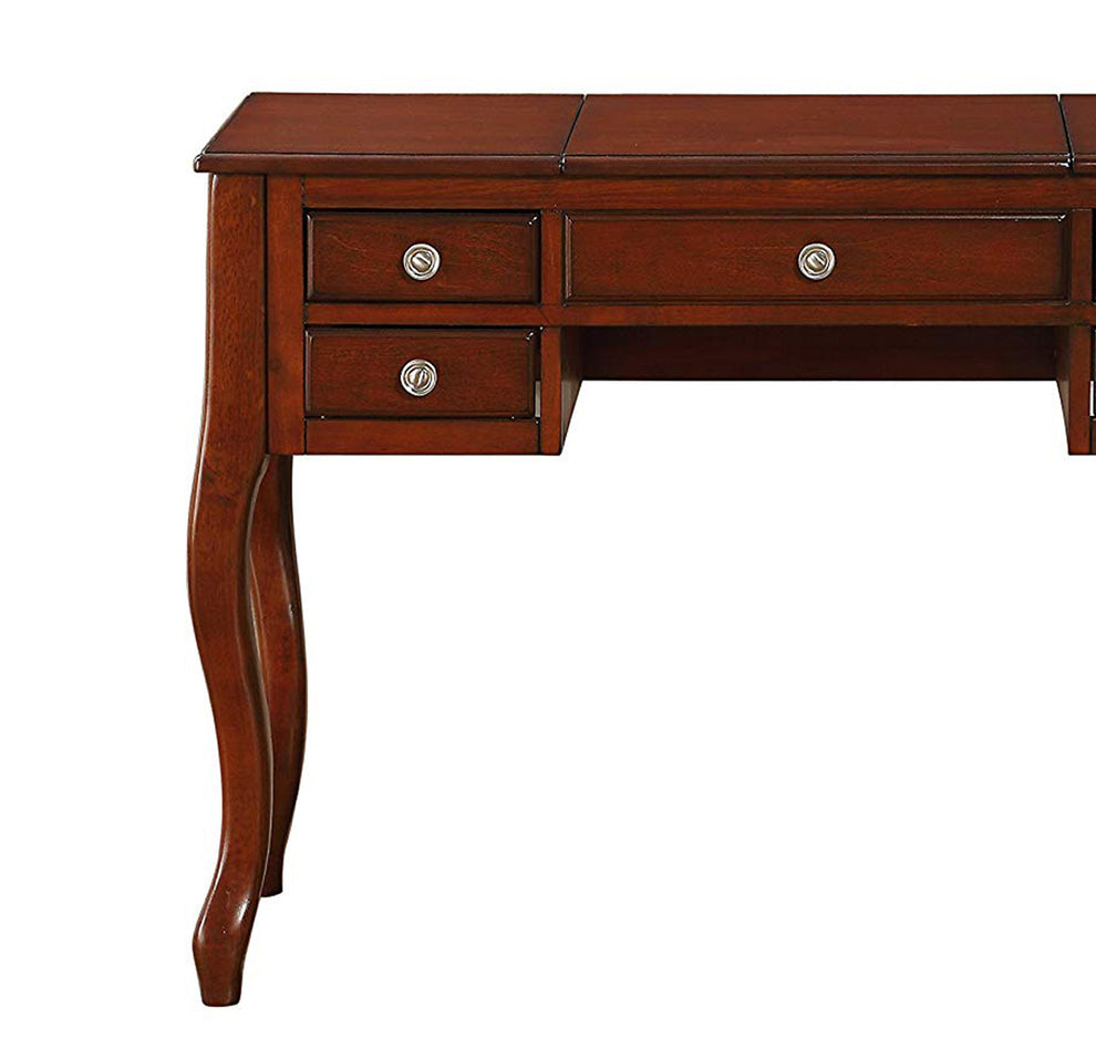 Cherub Vanity Set Featuring Stool And Mirror Cherry Brown By Benzara | Bedroom Sets |  Modishstore  - 5