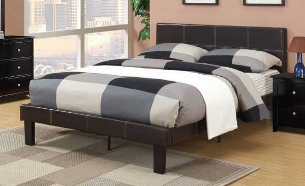 Leather Upholstered Bed With Slats, Brown  By Benzara | Beds |  Modishstore  - 2
