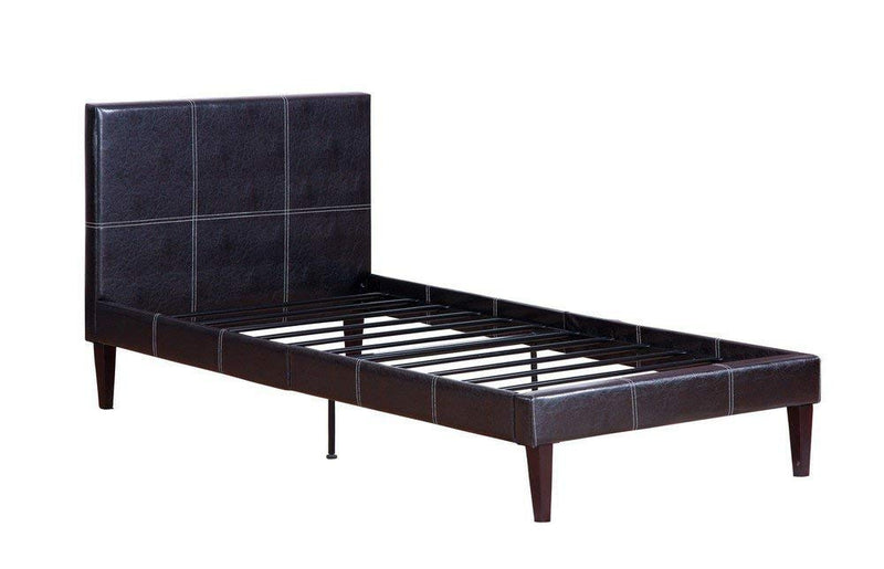Leather Upholstered Bed With Slats, Brown  By Benzara | Beds |  Modishstore 