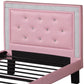 Polyurethane Twin Size Bed In High Headboard In Pink By Benzara | Beds |  Modishstore  - 4