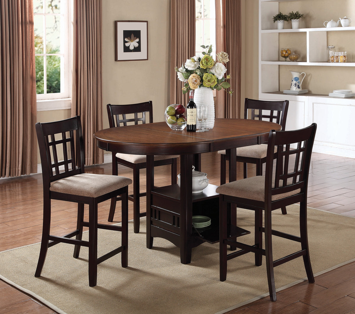 Dual-Tone Counter Height Dining Table With Storage Base, Brown  By Benzara | Dining Tables |  Modishstore 