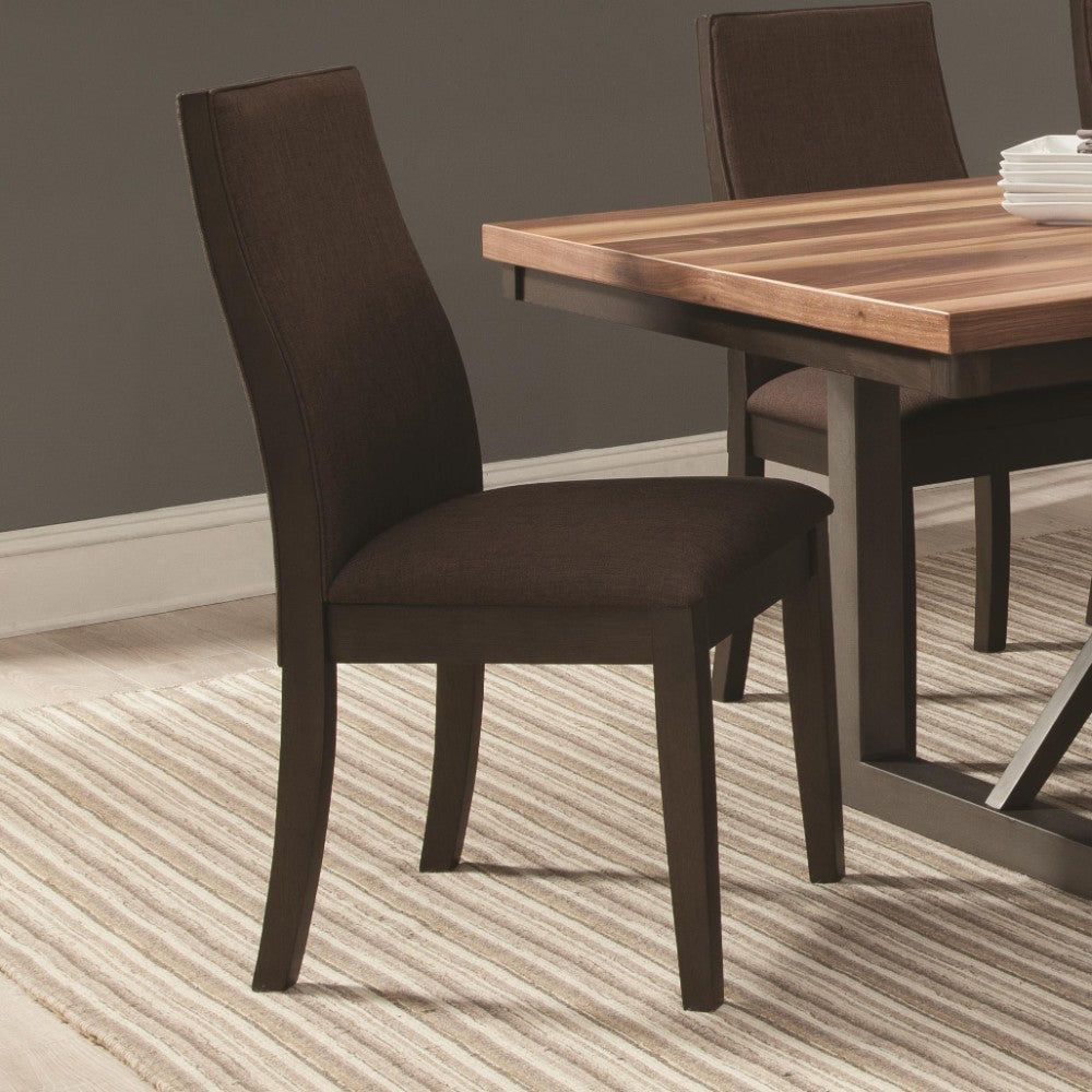 Upholstered Wooden Dining Side Chair, Brown , Set Of 2 By Benzara | Dining Chairs |  Modishstore 