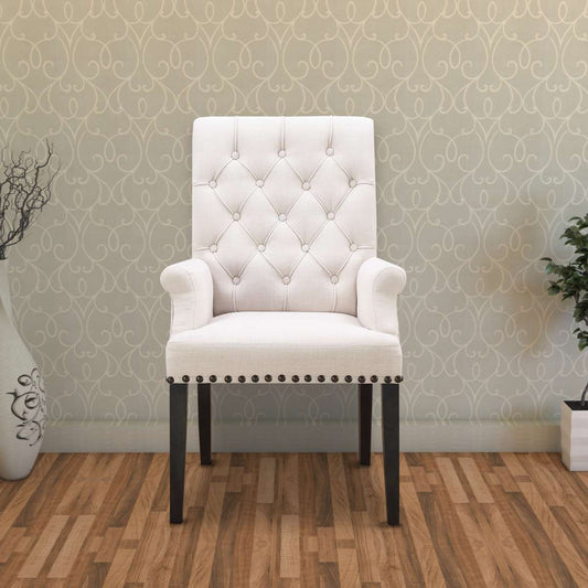 Side Dining Chair, Beige & Smokey Black By Benzara | Side Chairs |  Modishstore 