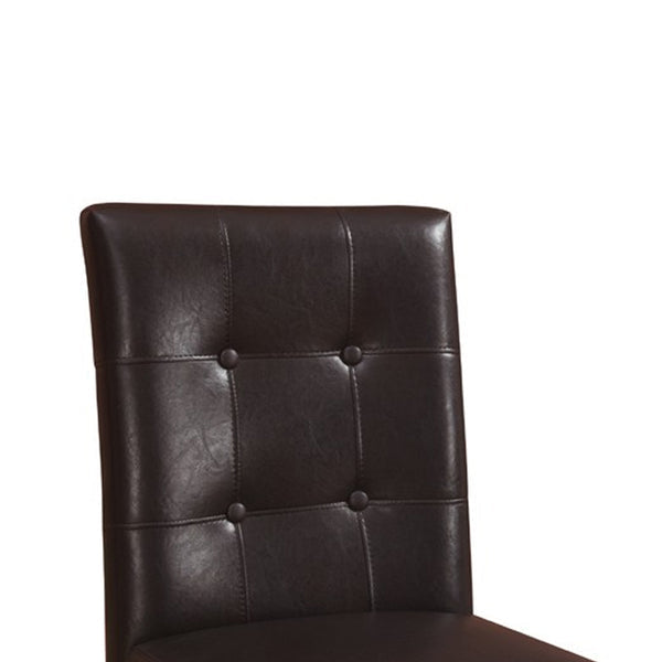 Wooden Height Chair With Button Tufted Back Set Of 2 Brown By Benzara | Office Chairs | Modishstore - 5