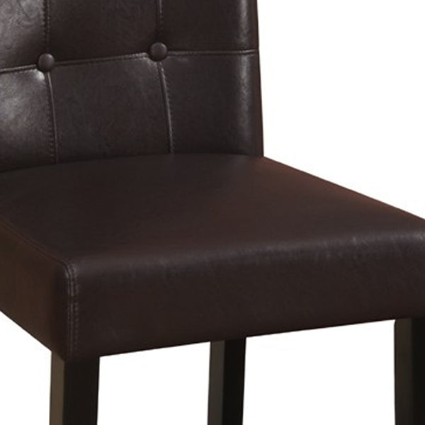 Wooden Height Chair With Button Tufted Back Set Of 2 Brown By Benzara | Office Chairs | Modishstore - 4
