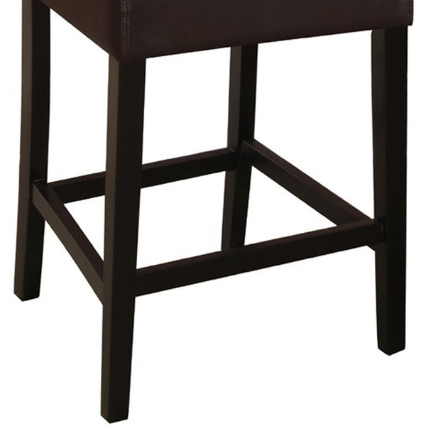 Wooden Height Chair With Button Tufted Back Set Of 2 Brown By Benzara | Office Chairs | Modishstore - 3