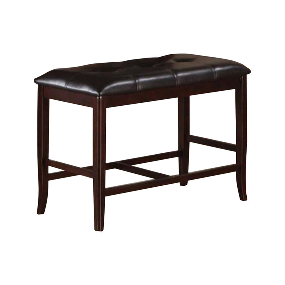 Rubber Wood High Bench With Tufted Upholstery Brown By Benzara | Benches | Modishstore - 2