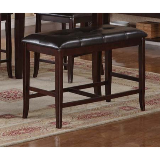 Rubber Wood High Bench With Tufted Upholstery Brown By Benzara | Benches | Modishstore