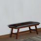 Rubber Wood Bench With Faux Leather Upholstery Large Brown By Benzara | Benches | Modishstore