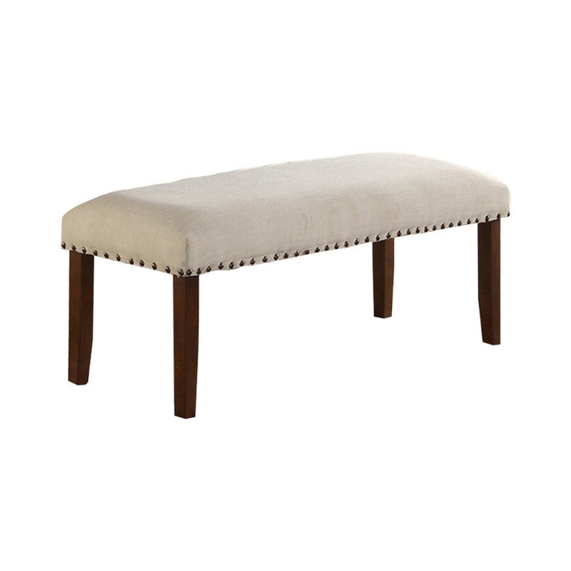 Rubber Wood Bench With Nail Trim Head Design Brown And Cream By Benzara | Benches |  Modishstore 