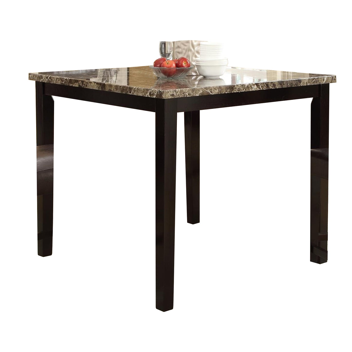 Wooden High Table Faux Marble Top, Brown By Benzara | Console Tables | Modishstore - 2
