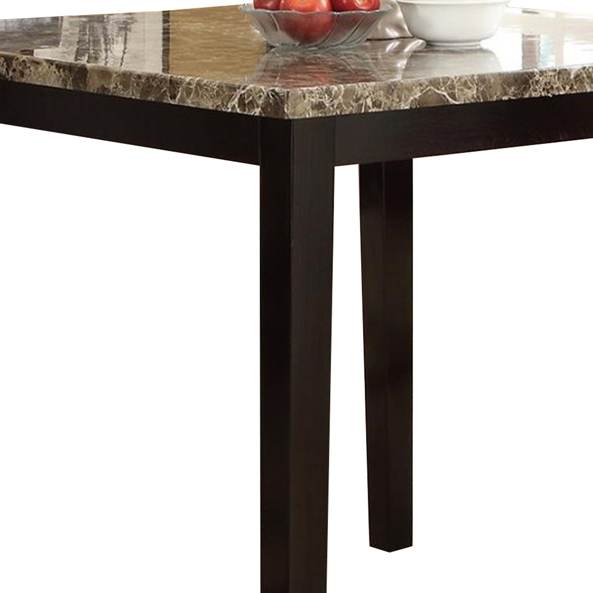 Wooden High Table Faux Marble Top, Brown By Benzara | Console Tables | Modishstore - 5