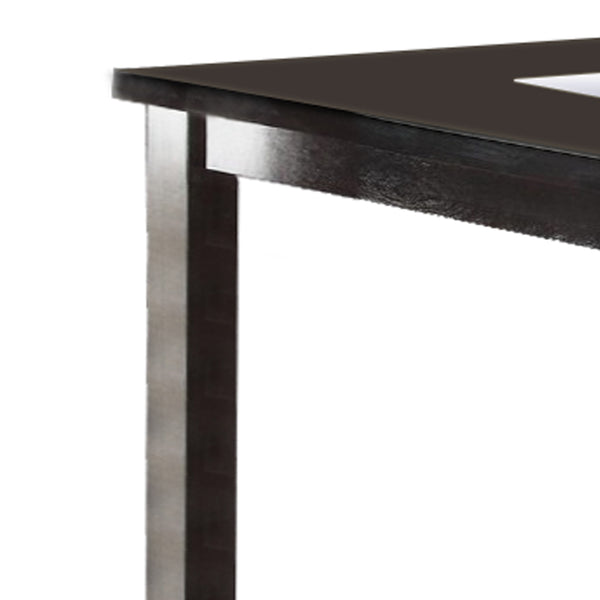 Wooden Dining Table With Tempered Glass Top, Brown By Benzara | Dining Tables | Modishstore - 5