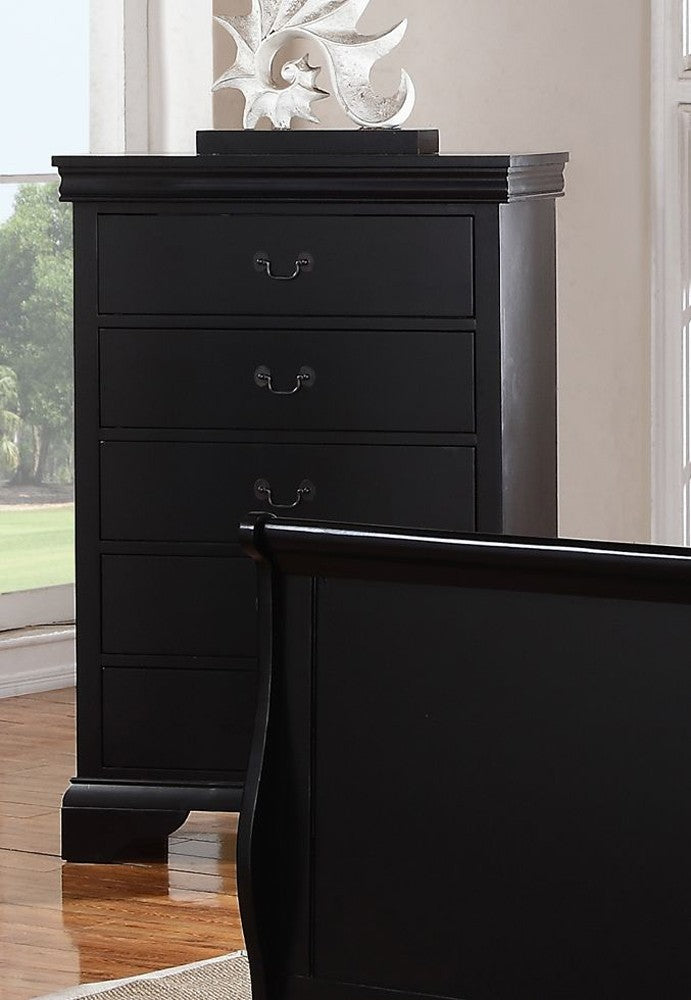 Pine Wood, Plywood & Birch Veneer Chest, Black By Benzara | Drawers |  Modishstore 