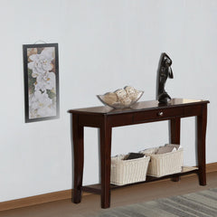 Wooden Console Table With One Drawers Brown By Benzara