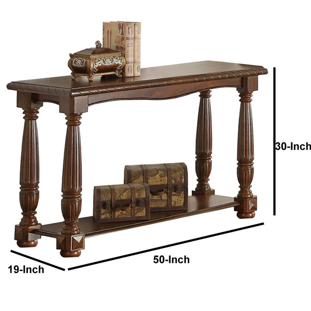 Wooden Console Table With Bottom Shelf, Brown By Benzara | Console Tables | Modishstore - 4