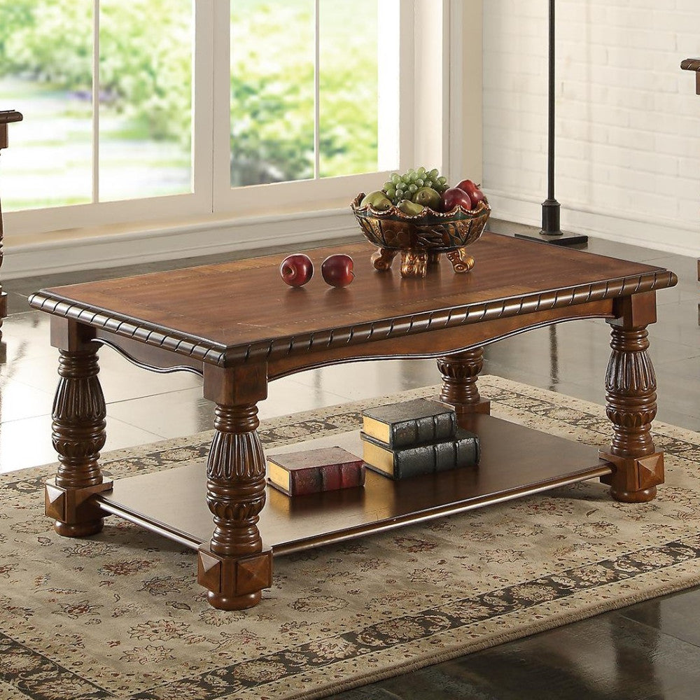 Rubber Wood Ash Burl Coffee Table, Brown By Benzara | Coffee Tables | Modishstore