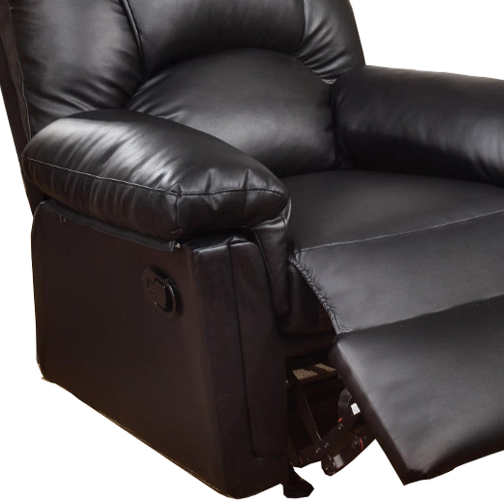 Bonded Leather Rocker/Recliner, Black  By Benzara | Chairs & Recliners |  Modishstore  - 3