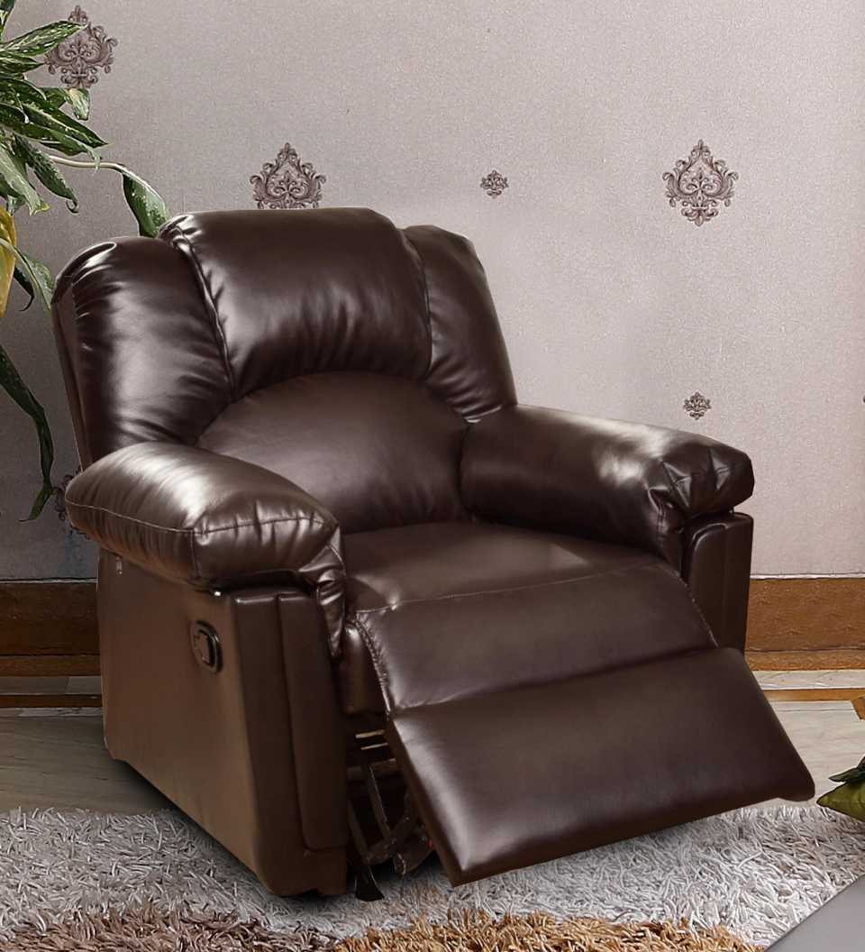 Bonded Leather Rocker/Recliner, Brown  By Benzara | Chairs & Recliners |  Modishstore  - 2