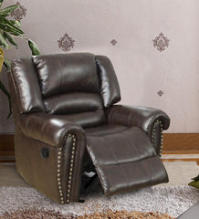 Bonded Leather & Plywood Recliner/Glider, Brown By Benzara