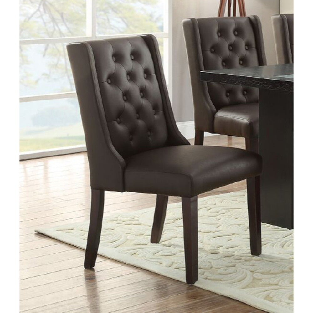 Button Tufted Royal Dining Chair, Set Of 2, Dark Brown By Benzara | Dining Chairs | Modishstore