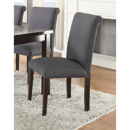 Set Of 2 Solid Wood Dining Chair In Gray Upholstery By Benzara | Dining Chairs | Modishstore